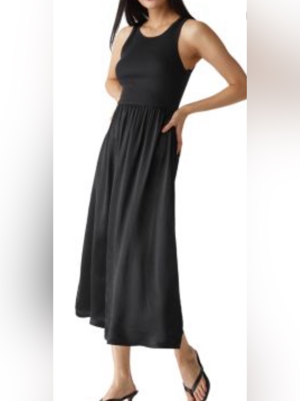 Michael Stars Black Bridgette Mixed Media Midi Dress Sz Small NWT